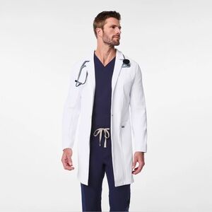 Figs Harlem Slim Long Lab Coat in White NWT